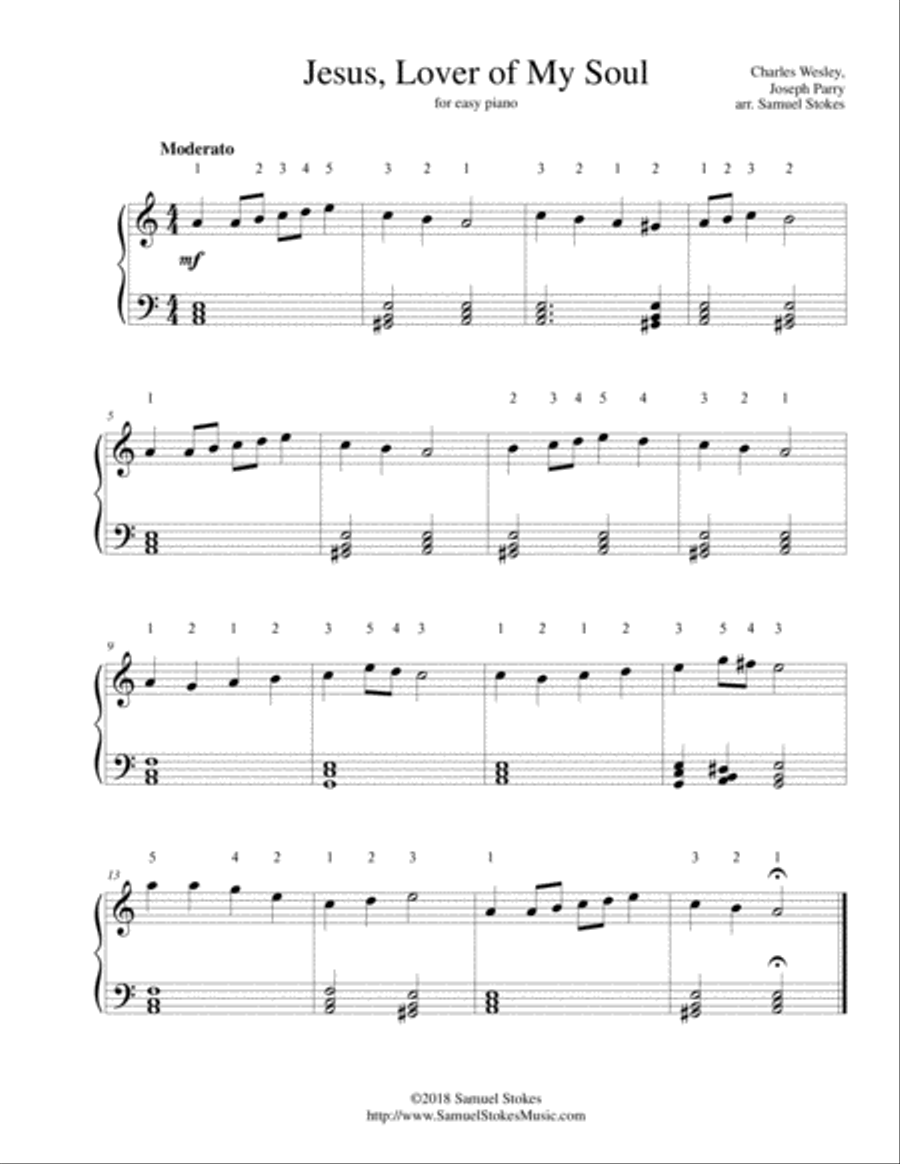 Jesus, Lover of My Soul - for easy piano Easy Piano scores gallery preview page 1