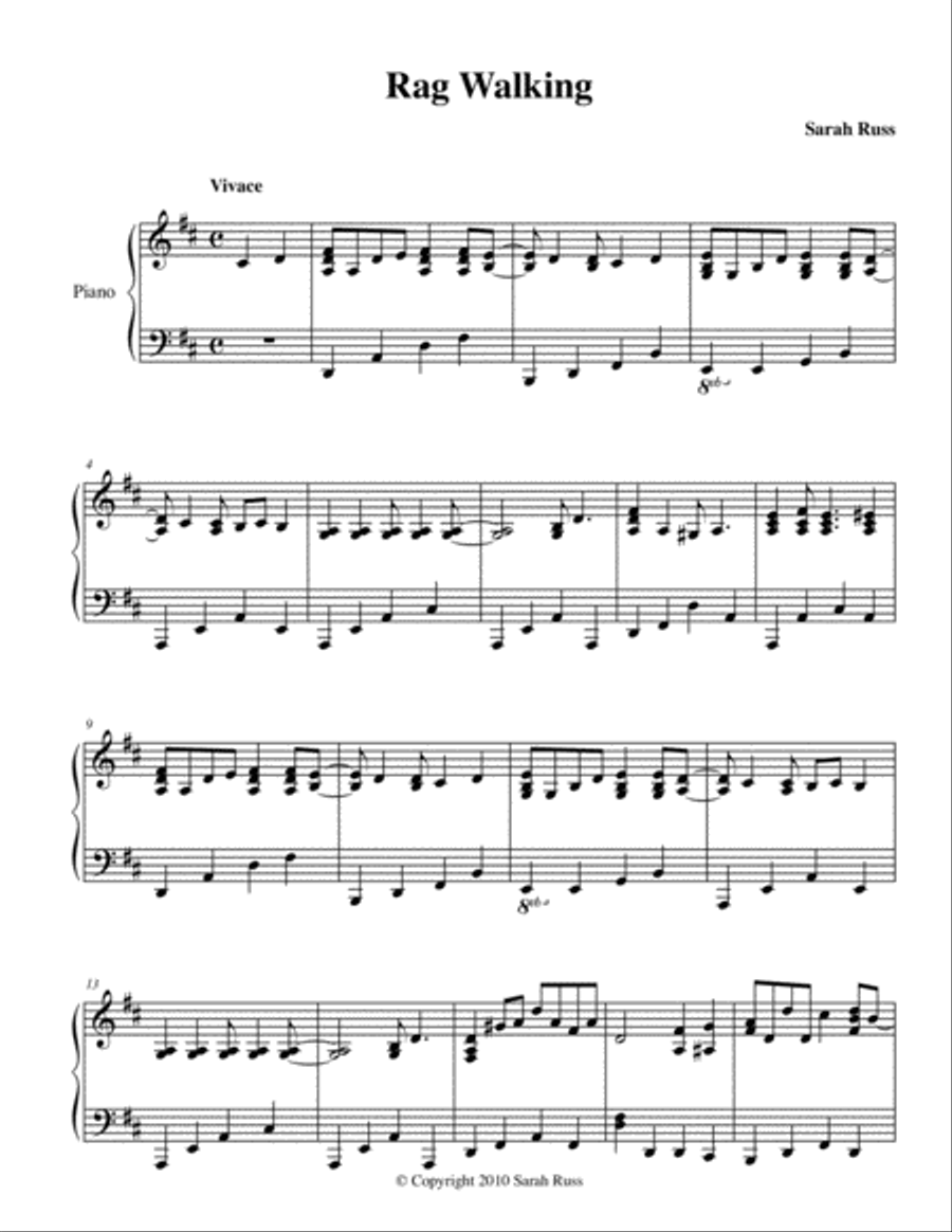 Rag Walking Piano Solo scores gallery preview page 1