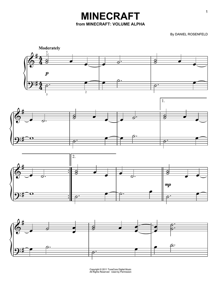 Minecraft (from Minecraft) Easy Piano scores gallery preview page 1