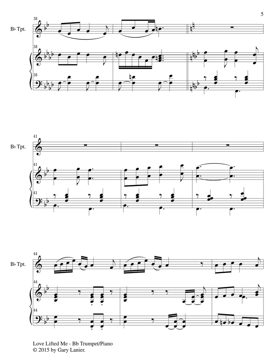 LOVE LIFTED ME (Duet – Bb Trumpet and Piano/Score and Parts) LOVE LIFTED ME (Duet – Bb Trumpet and Piano/Score and Parts) Trumpet Duet scores gallery preview page 6