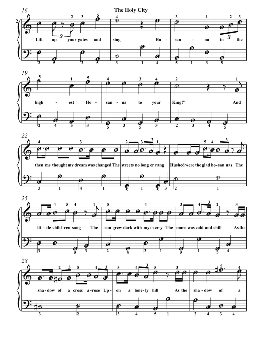 The Holy City Easy Piano Sheet Music Easy Piano scores gallery preview page 3