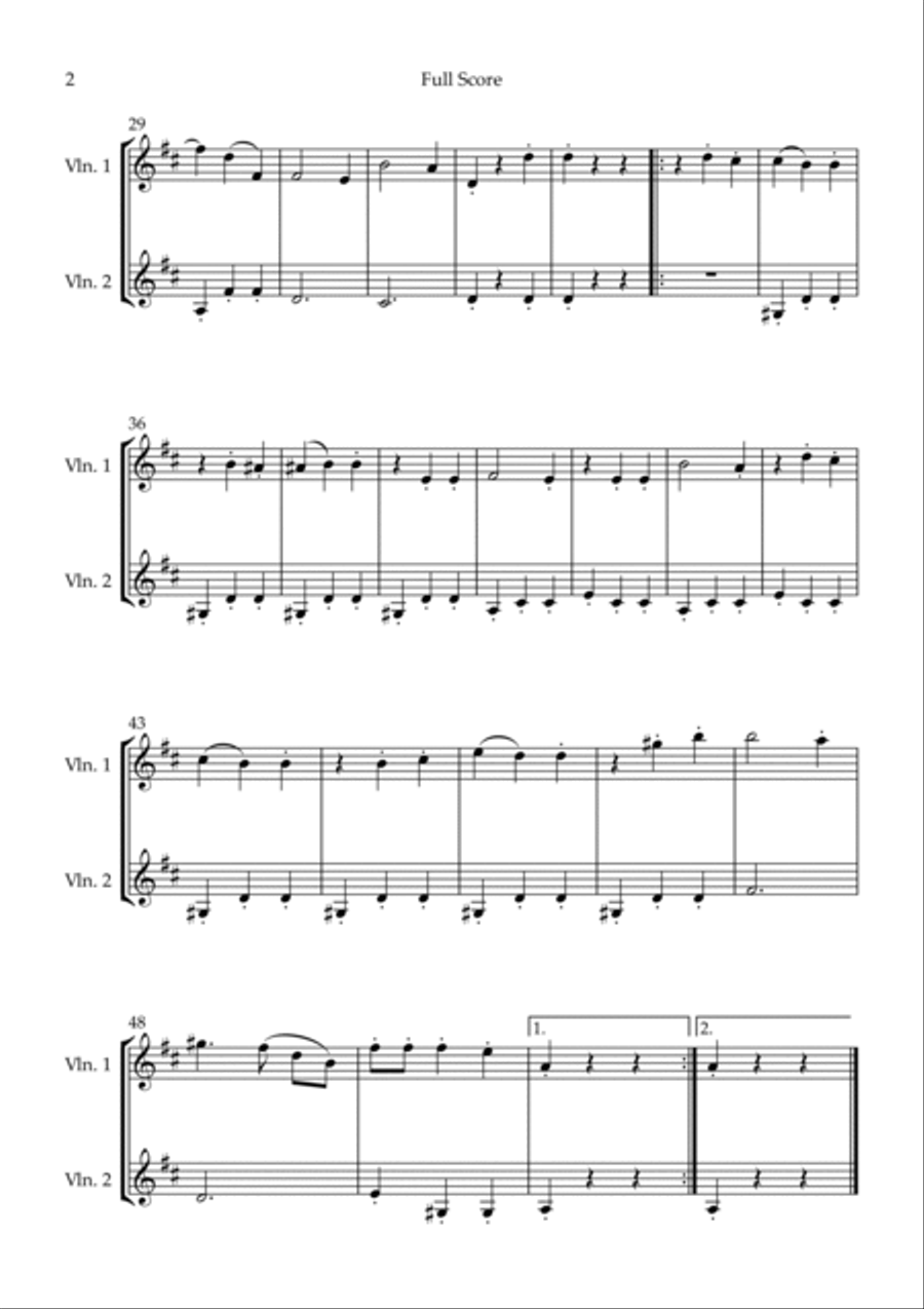 Blue Danube (Waltz by Johann Strauss) for Violin Duo String Duet scores gallery preview page 2
