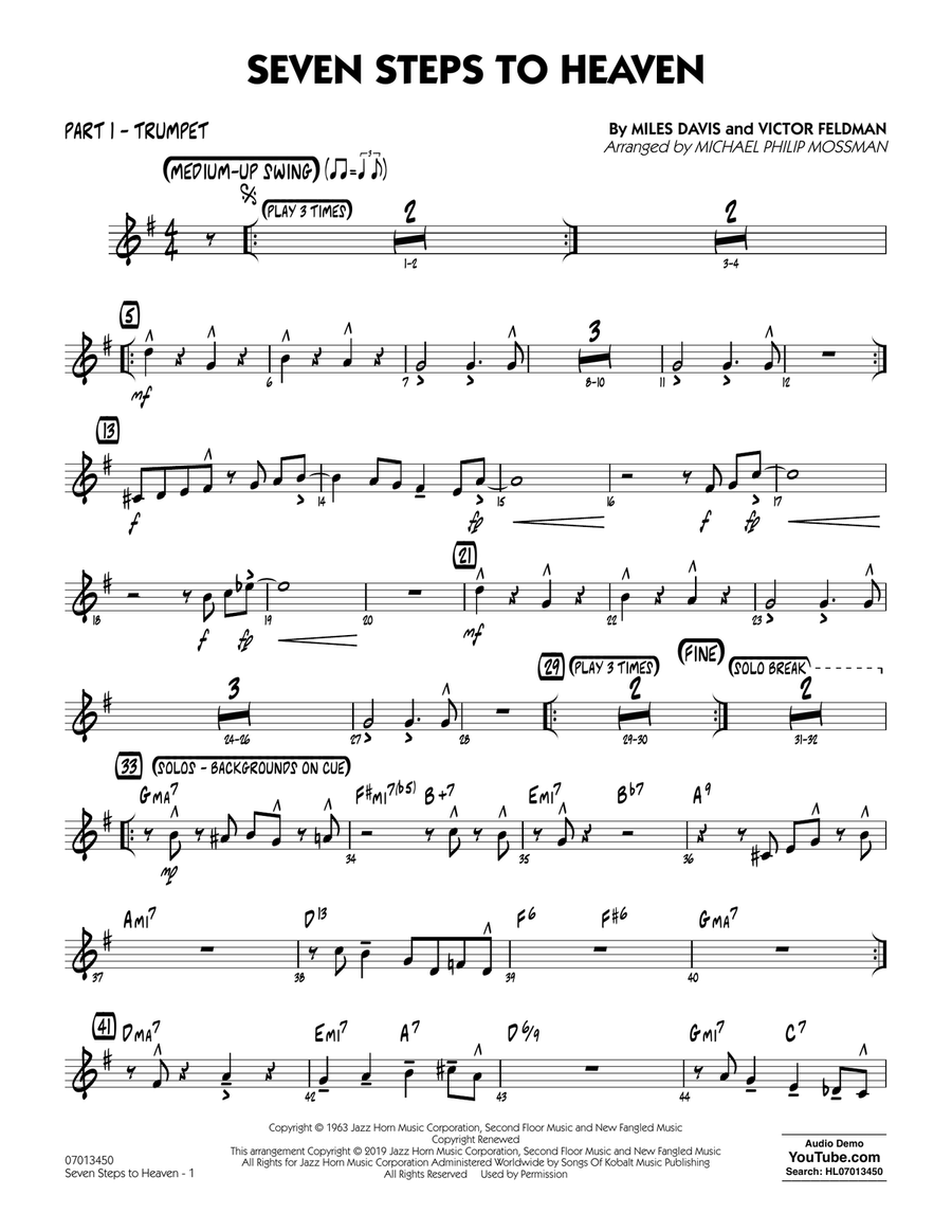 Seven Steps to Heaven (arr. Michael Philip Mossman) - Part 1 - Trumpet