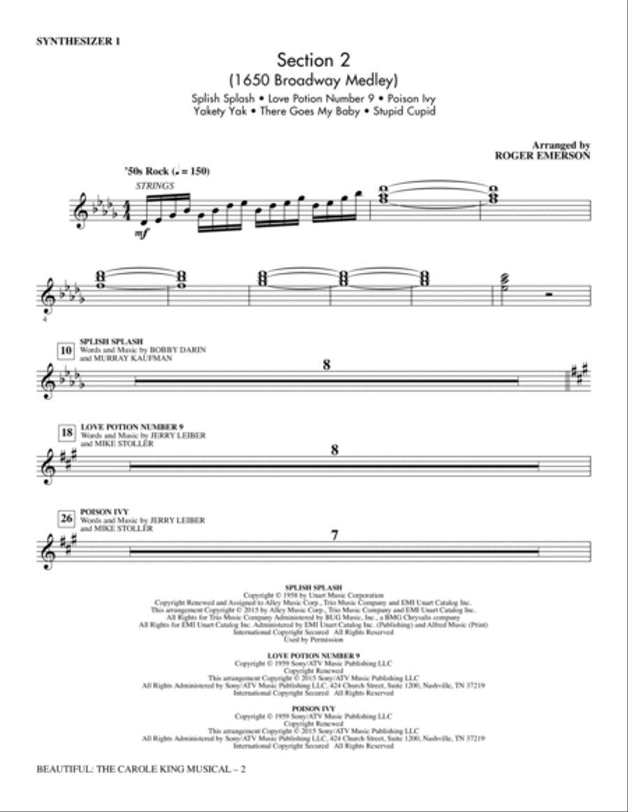 Beautiful: The Carole King Musical (Choral Selections) - Synthesizer I Choir scores gallery preview page 2