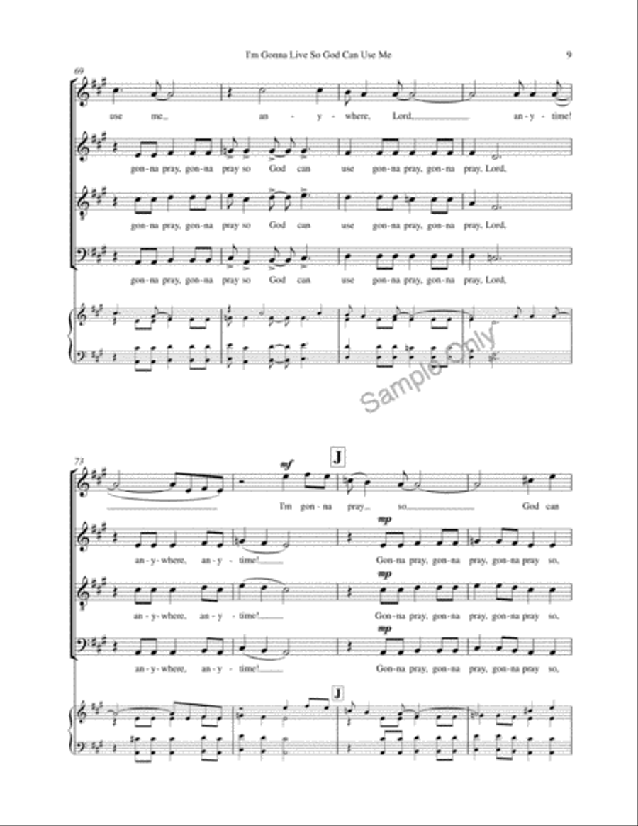 I'm Gonna Live So God Can Use Me 4-Part scores gallery preview page 9