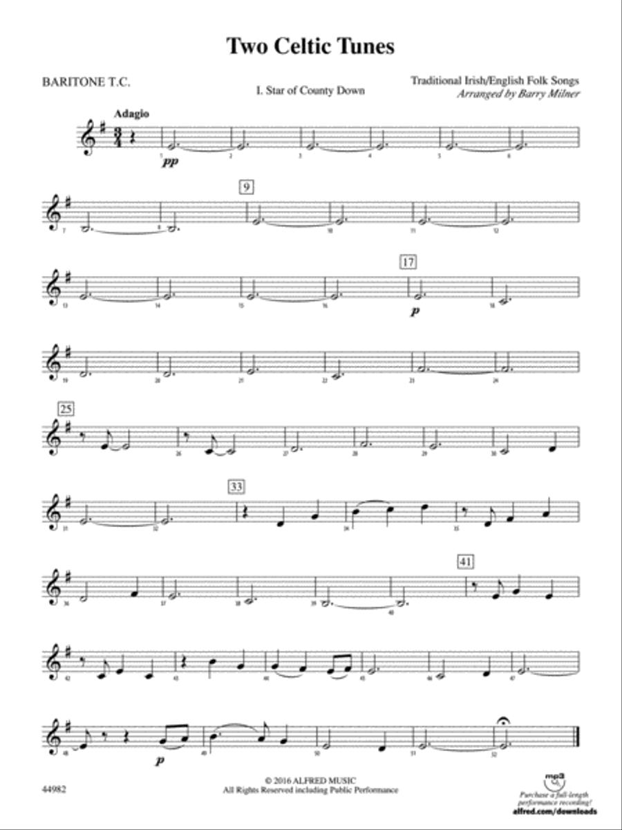 Two Celtic Tunes: Baritone T.C. Concert Band scores gallery preview page 1