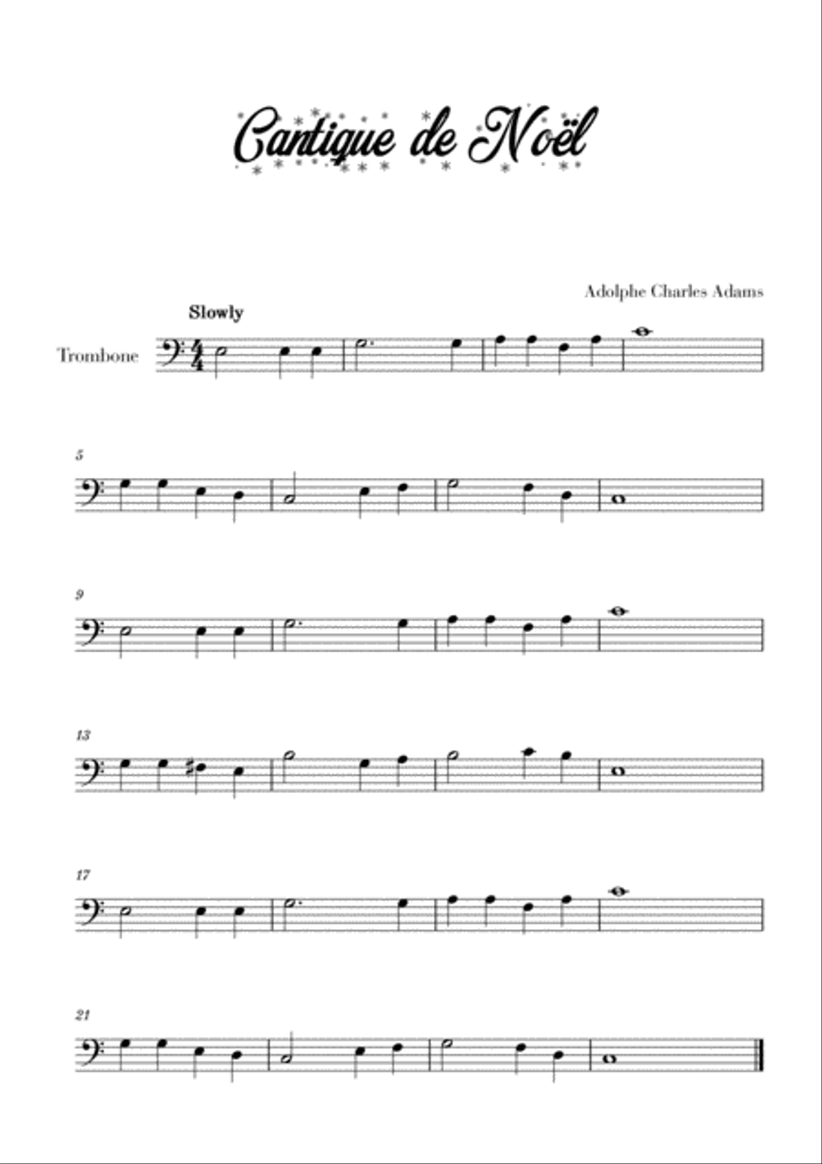 Cantique de Noël (for Trombone) Trombone Solo scores gallery preview page 1
