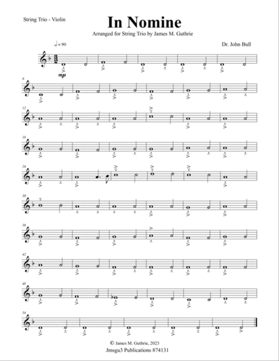 Bull: In Nomine for String Trio String Trio scores gallery preview page 5