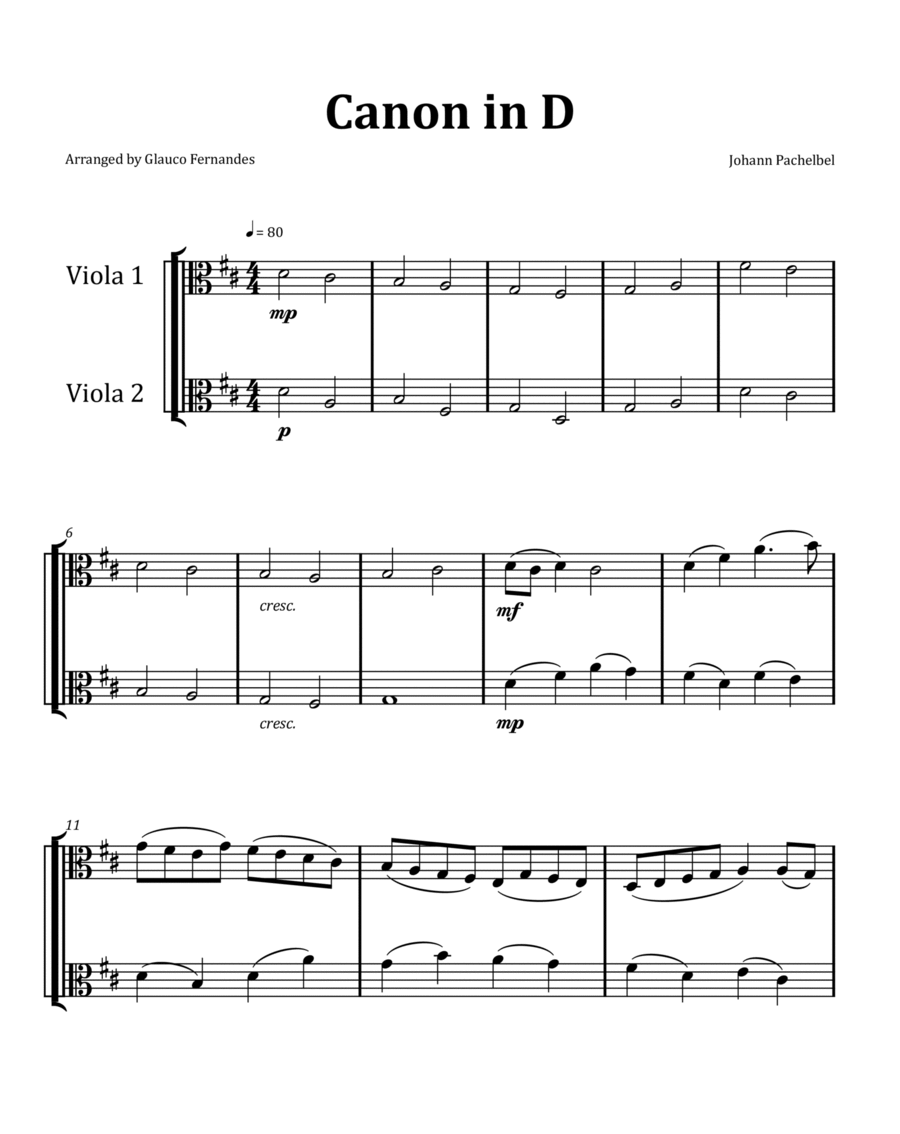Canon by Pachelbel - Viola Duet image number null