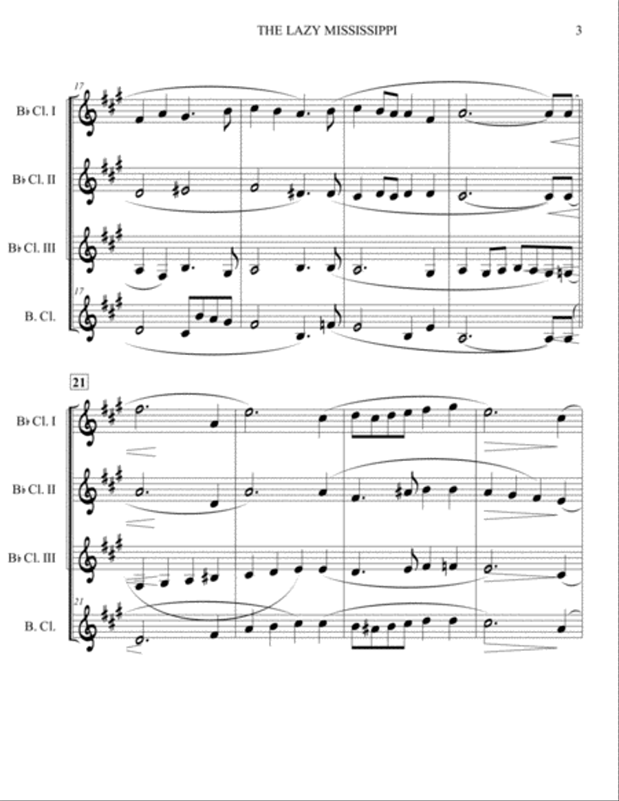 The Lazy Mississippi - Clarinet Quartet Clarinet Quartet scores gallery preview page 3