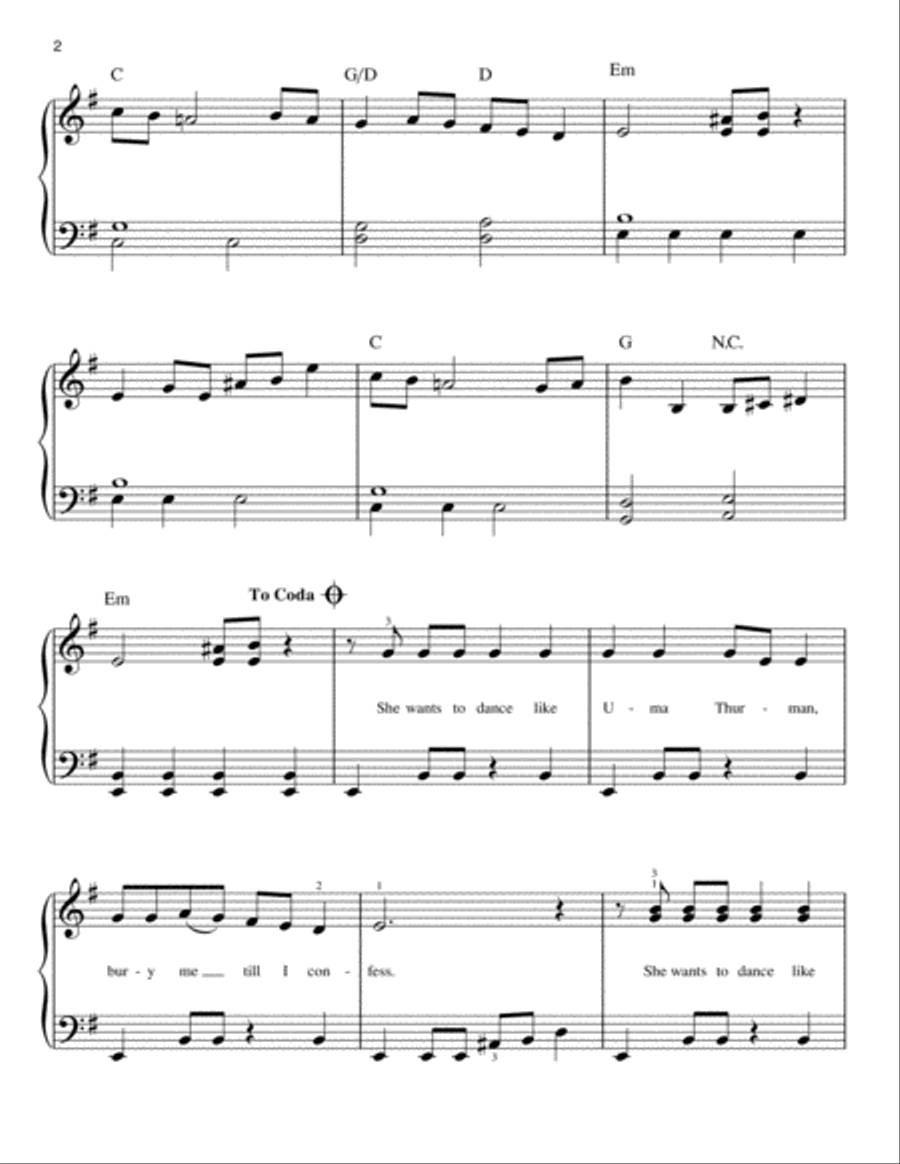 Uma Thurman Uma Thurman Easy Piano scores gallery preview page 2
