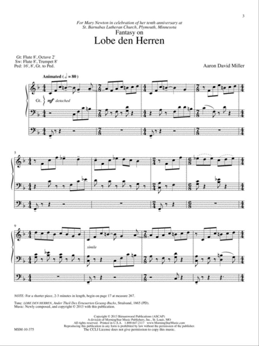 Fantasy on Lobe den Herren Organ scores gallery preview page 2