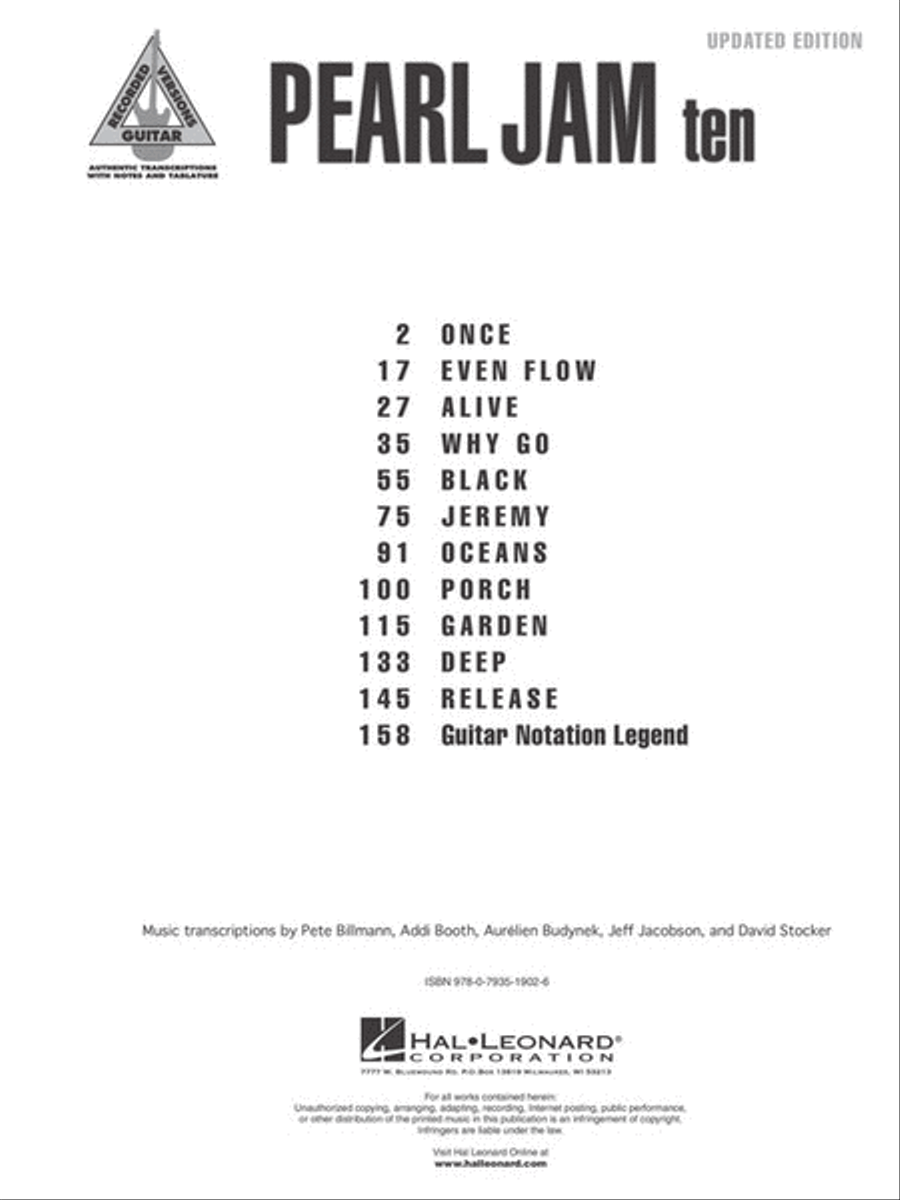 Pearl Jam – Ten Electric Guitar scores gallery preview page 2