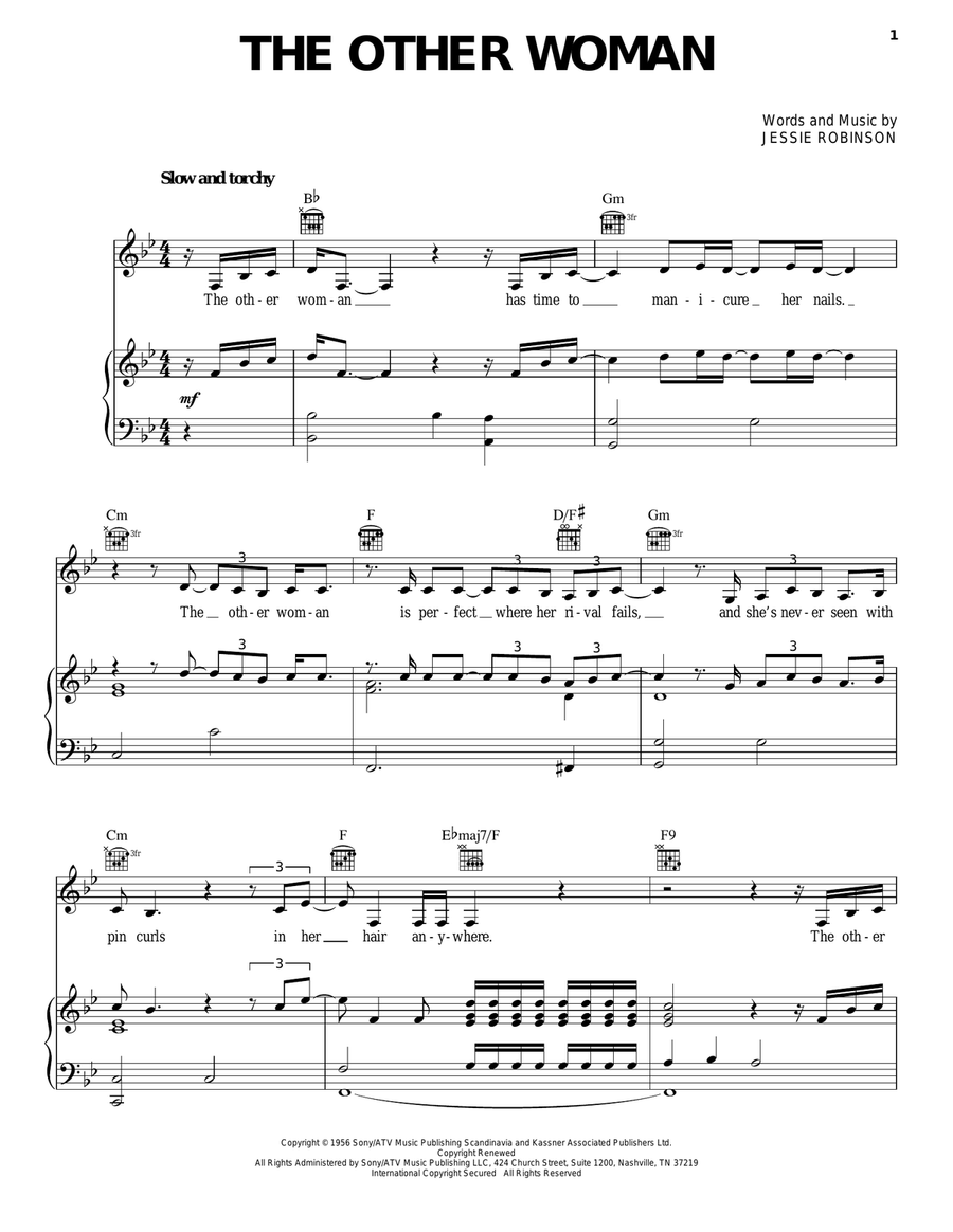 The Other Woman The Other Woman Piano, Vocal, Guitar scores gallery preview page 1