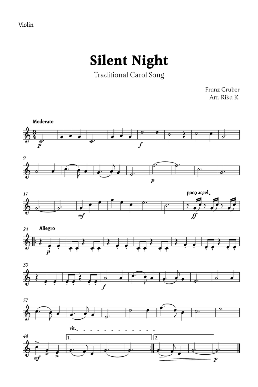 Silent Night for String Trio String Trio scores gallery preview page 3