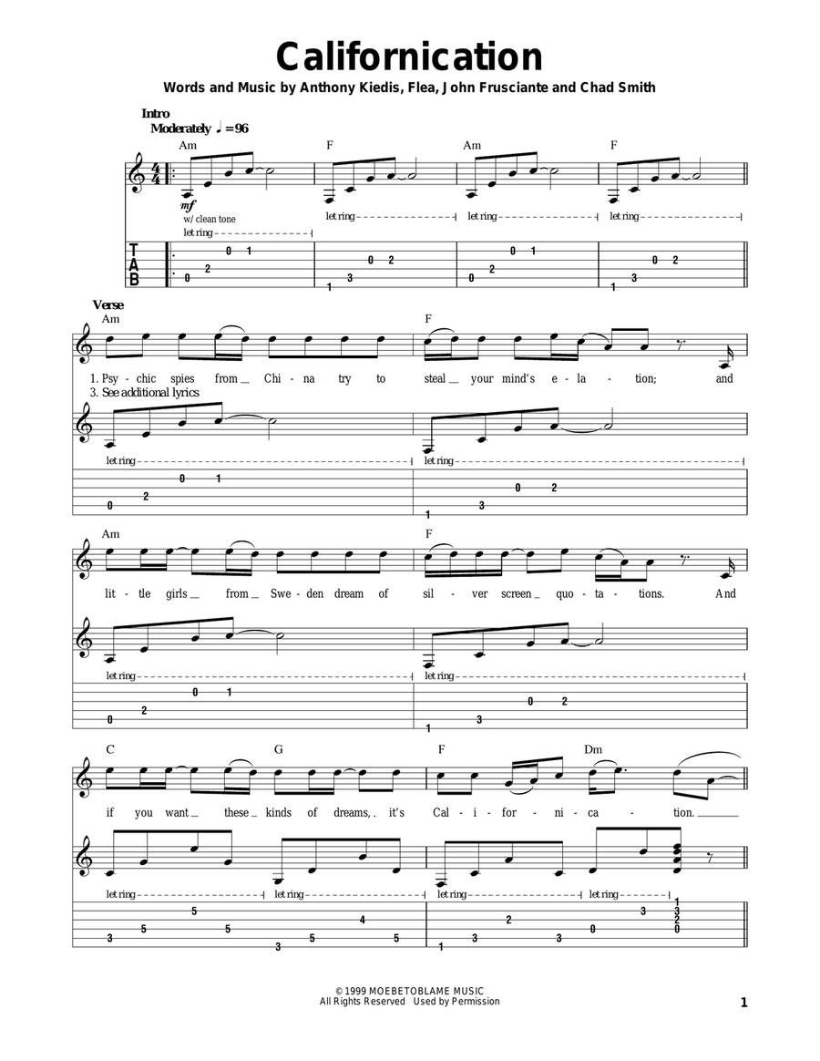 Californication Californication Acoustic Guitar scores gallery preview page 1