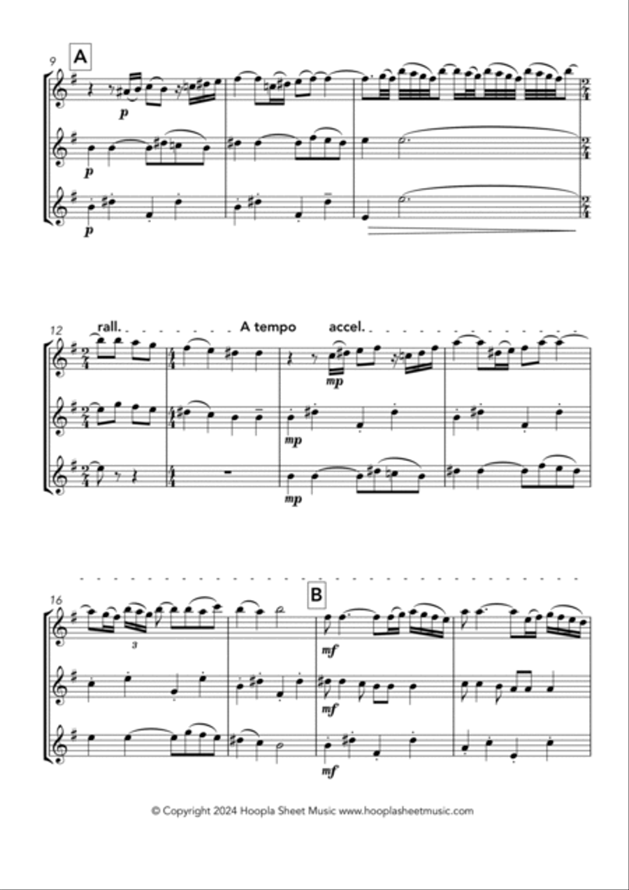 Hava Nagila Flute Trio scores gallery preview page 2