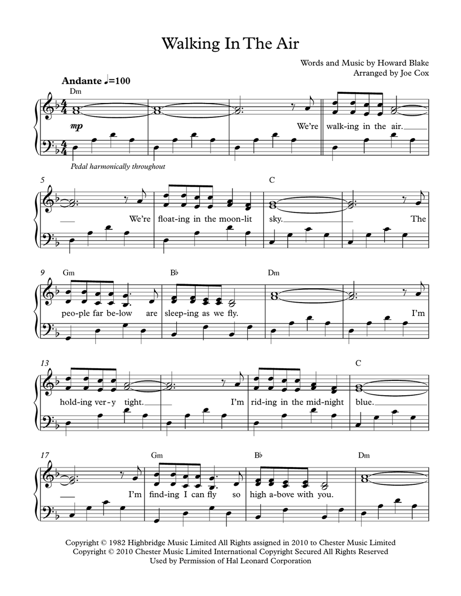 Walking In The Air Piano, Vocal scores gallery preview page 1