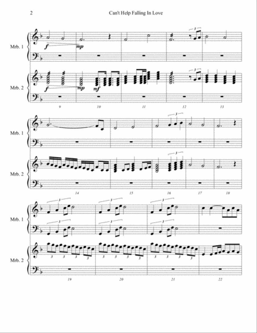 Can't Help Falling In Love Marimba scores gallery preview page 2