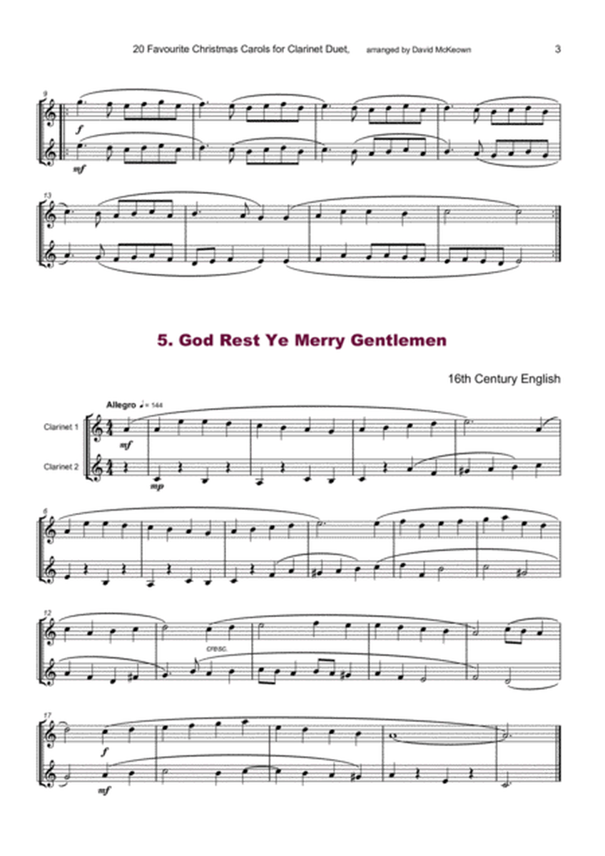 20 Favourite Christmas Carols for Clarinet Duet image number null