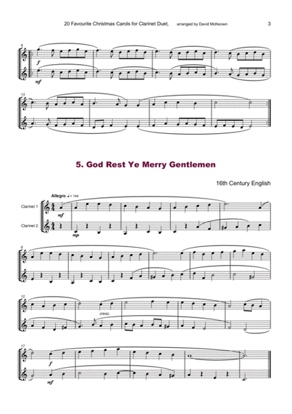 20 Favourite Christmas Carols for Clarinet Duet image number null