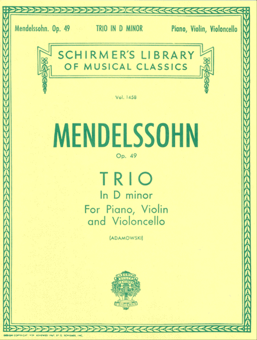 Trio in D Minor, Op. 49 Piano Trio scores gallery preview page 1