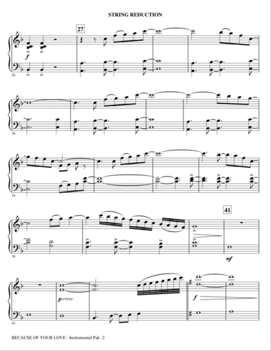 Because Of Your Love (arr. Phillip Keveren) - Keyboard String Reduction Choir scores gallery preview page 2