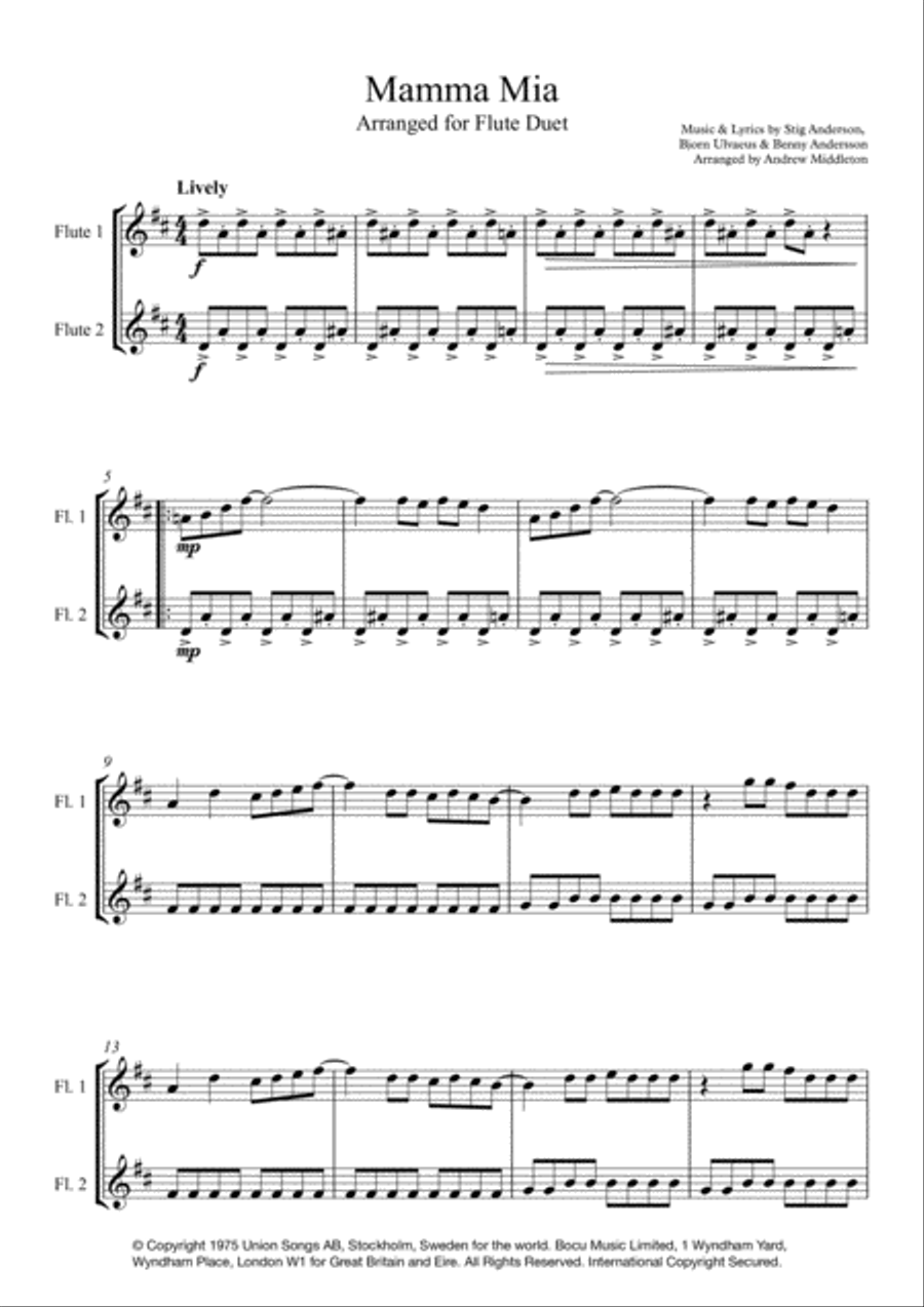 Mamma Mia Flute Duet scores gallery preview page 3