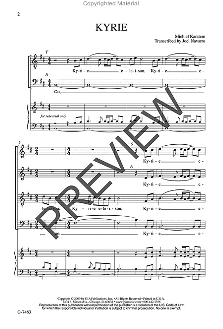 Kyrie and Gloria 4-Part scores gallery preview page 2