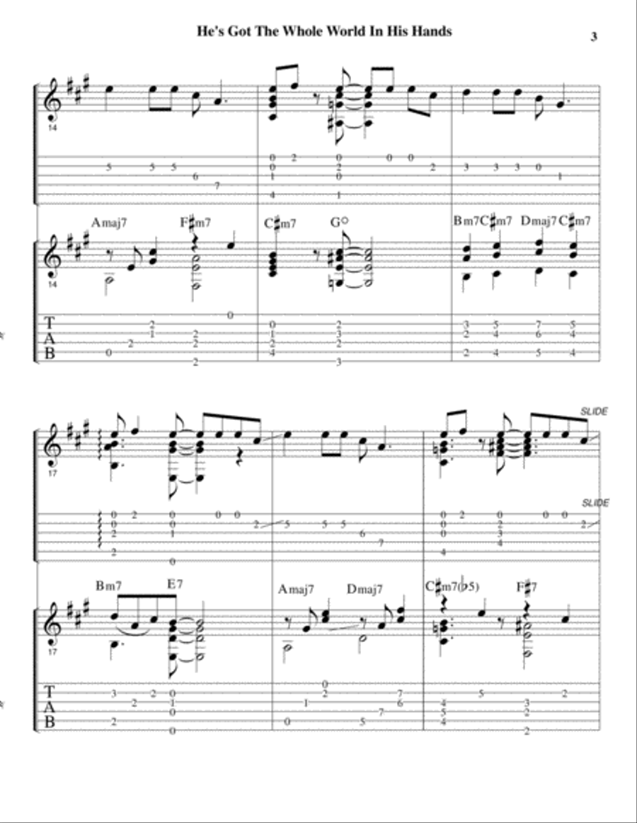 He's Got The Whole World In His Hands (Guitar Duet arrangement - both parts in standard notation wit Electric Guitar scores gallery preview page 4