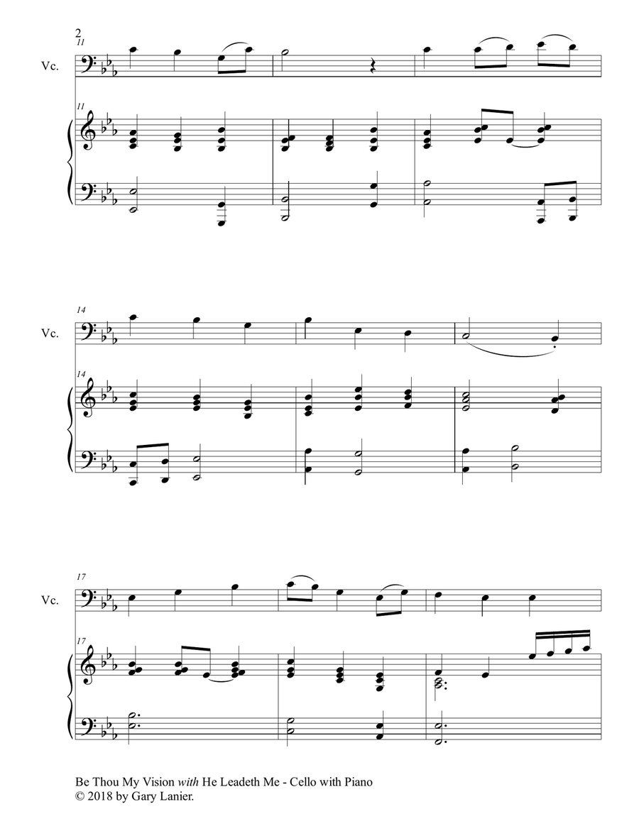 BE THOU MY VISION with HE LEADETH ME (Cello with Piano - Instrument Part included) Piano scores gallery preview page 3