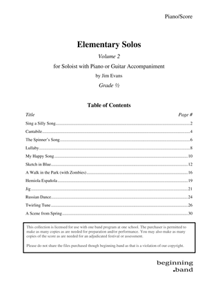 Book cover for Elementary Solos, Volume 2 for Winds and Melodic Percussion