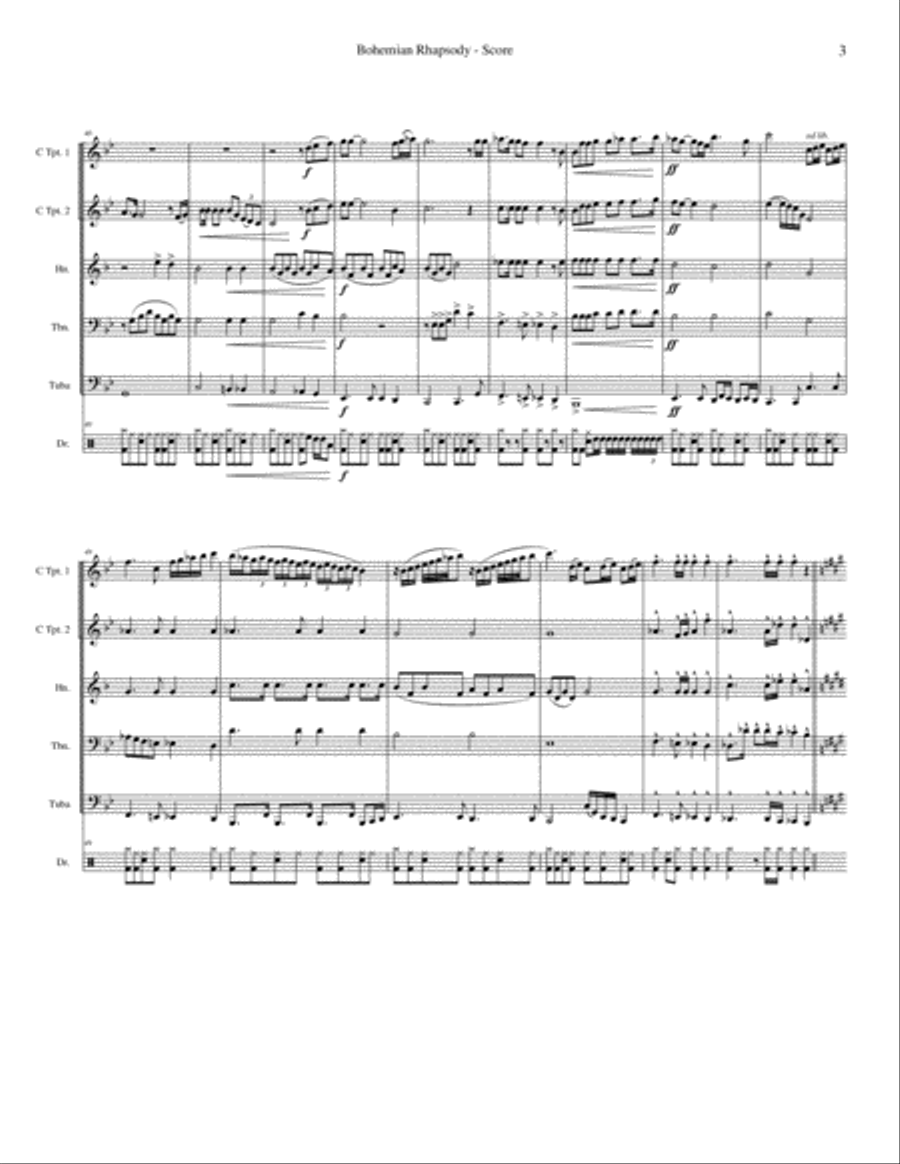 Bohemian Rhapsody Brass Ensemble scores gallery preview page 5