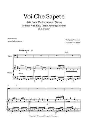 Voi Che Sapete from "The Marriage of Figaro" - Easy Bass and Piano Aria Duet with Chords in C Major