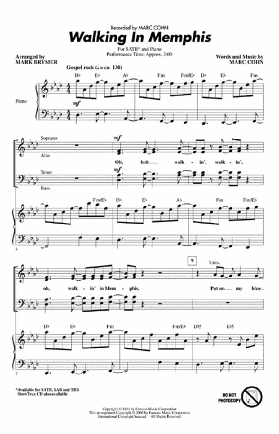Walking in Memphis 4-Part scores gallery preview page 2