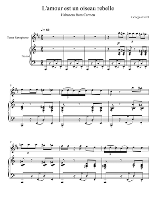 Georges Bizet - Habanera "L’amour est un oiseau rebelle" (Tenor Saxophone Solo)