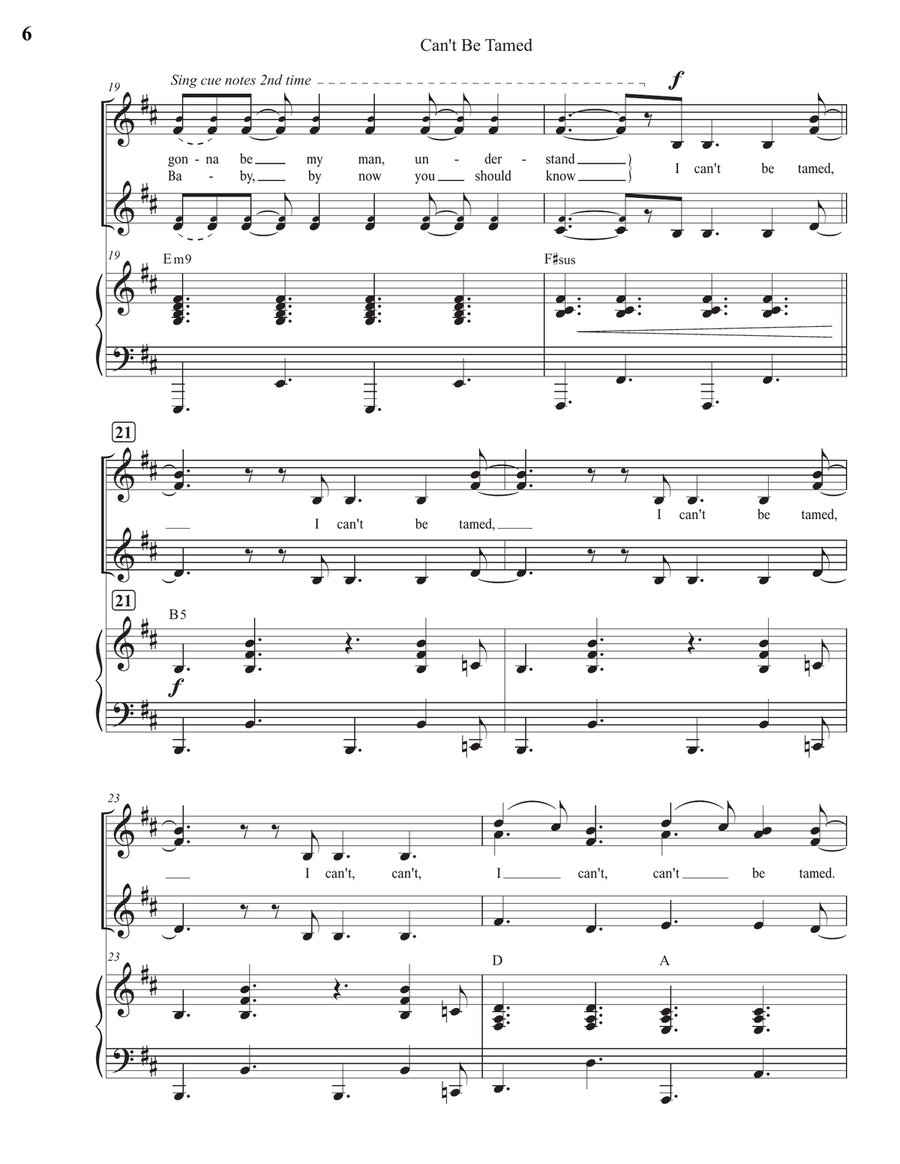 Can't Be Tamed SSA scores gallery preview page 6