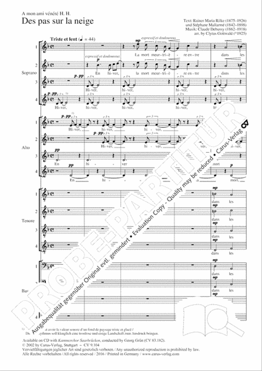 Des pas sur la neige Des pas sur la neige Choir scores gallery preview page 3