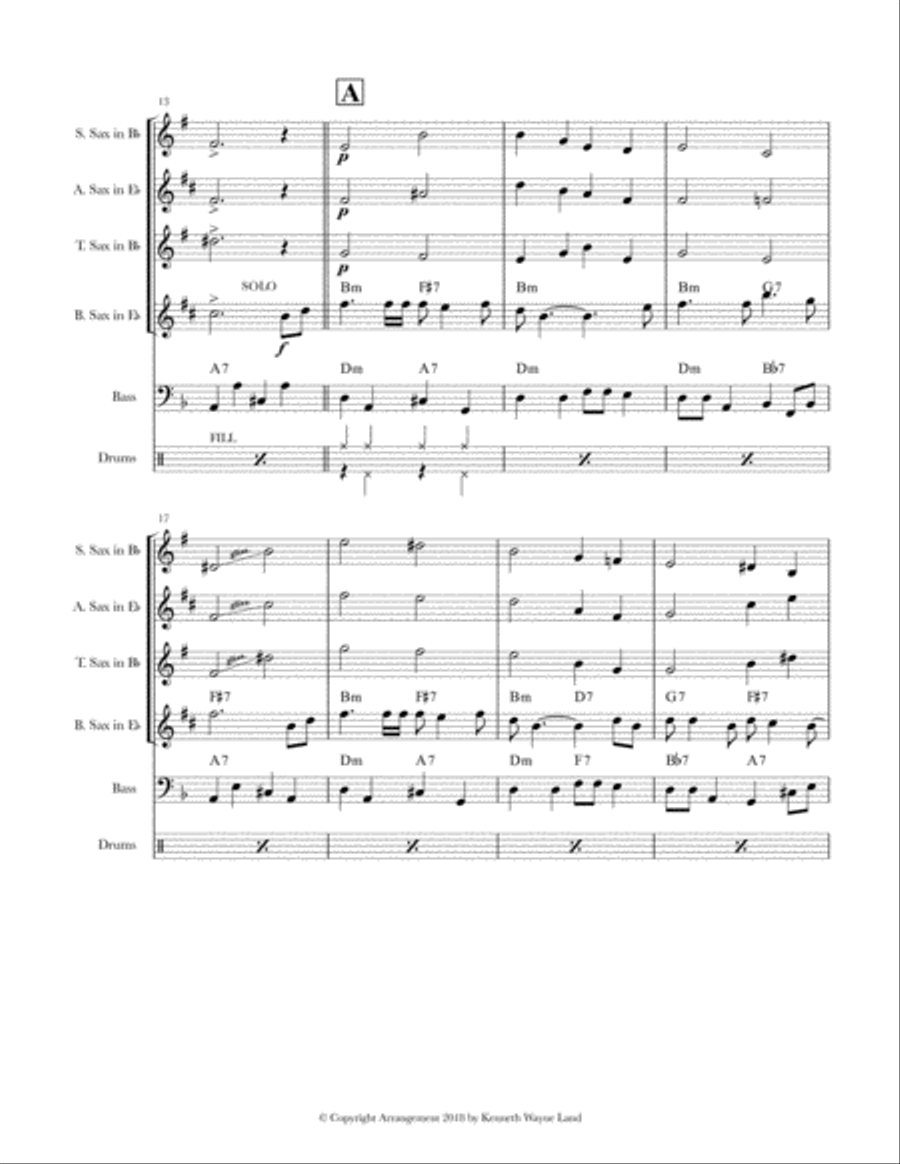 St. James Infirmary (Sax Quartet) Saxophone Quartet scores gallery preview page 4