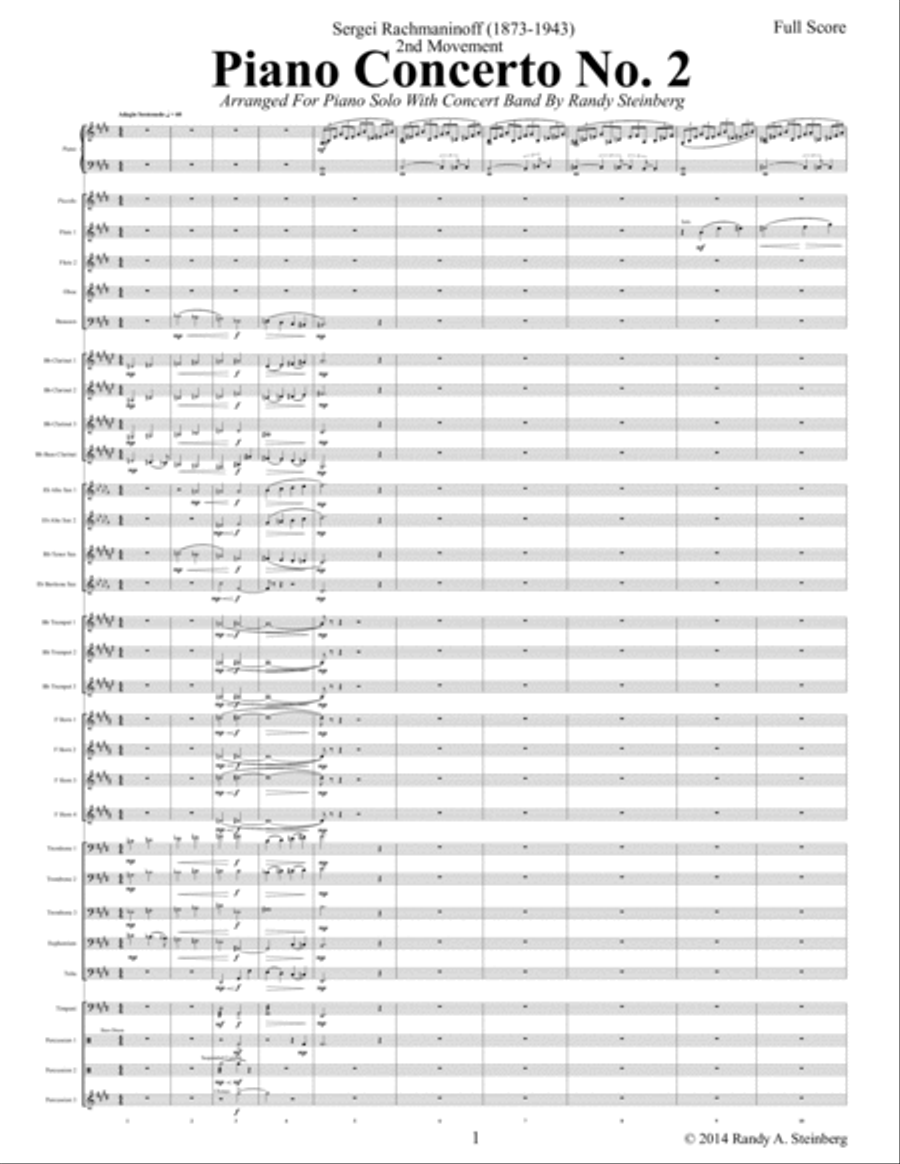 Piano Concerto No. 2 - 2nd Movement Concert Band scores gallery preview page 3