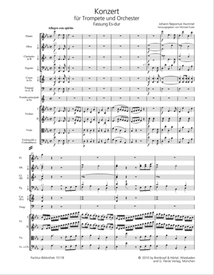Trumpet Concerto in E major Orchestra scores gallery preview page 2