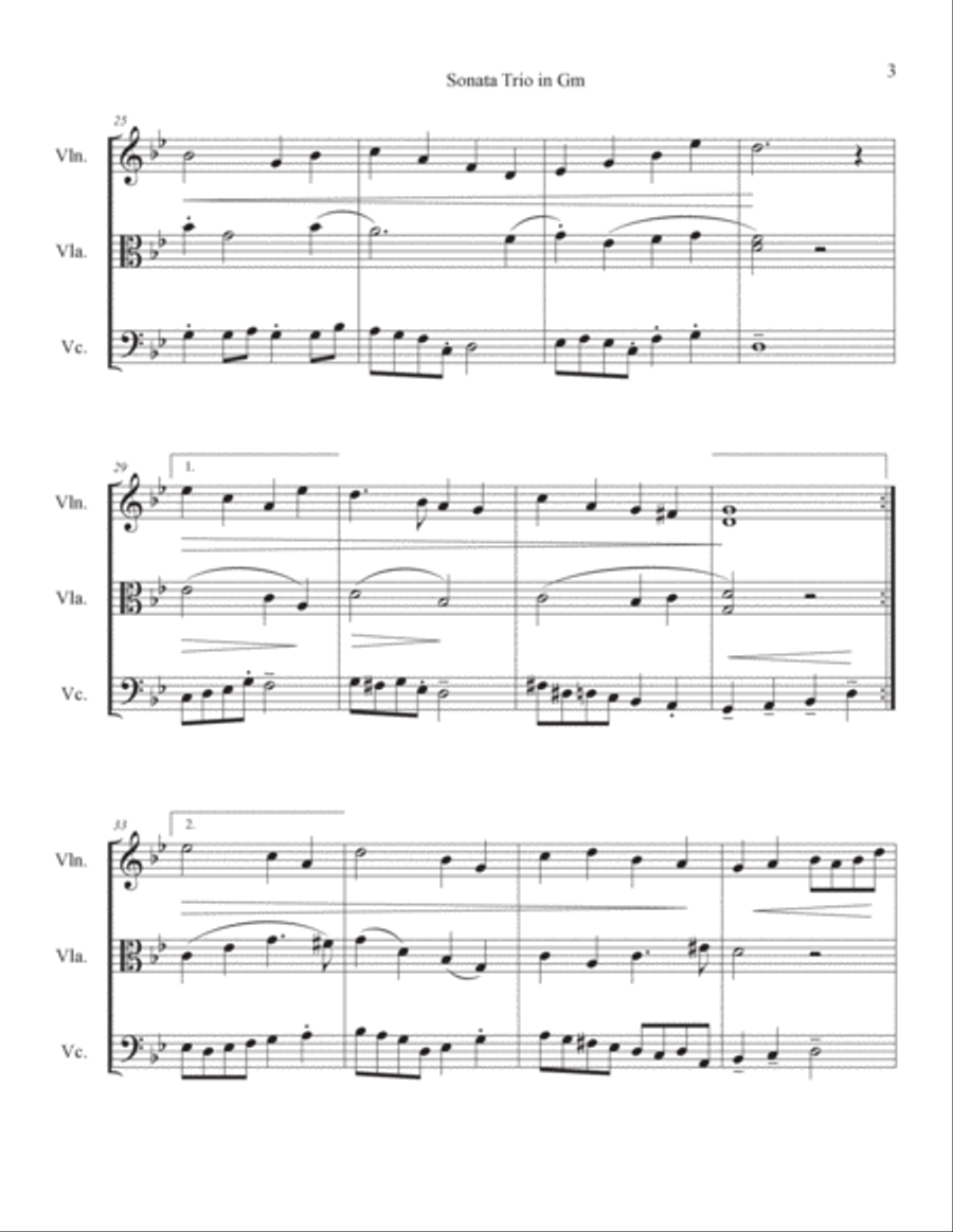 Sonata Trio in Gm (adapted from Quartet in Gm) String Trio scores gallery preview page 5