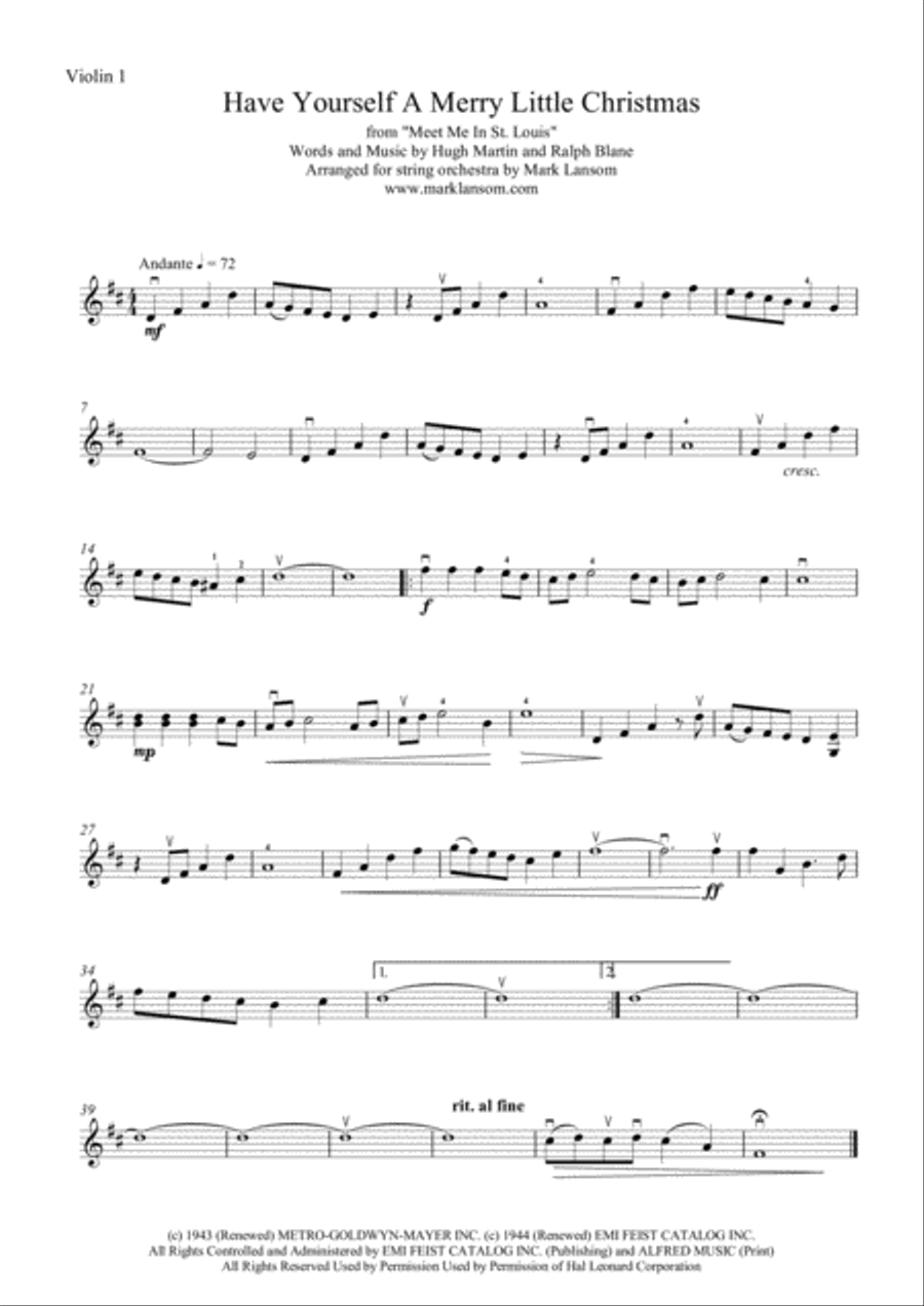 Have Yourself A Merry Little Christmas from MEET ME IN ST. LOUIS String Orchestra scores gallery preview page 3
