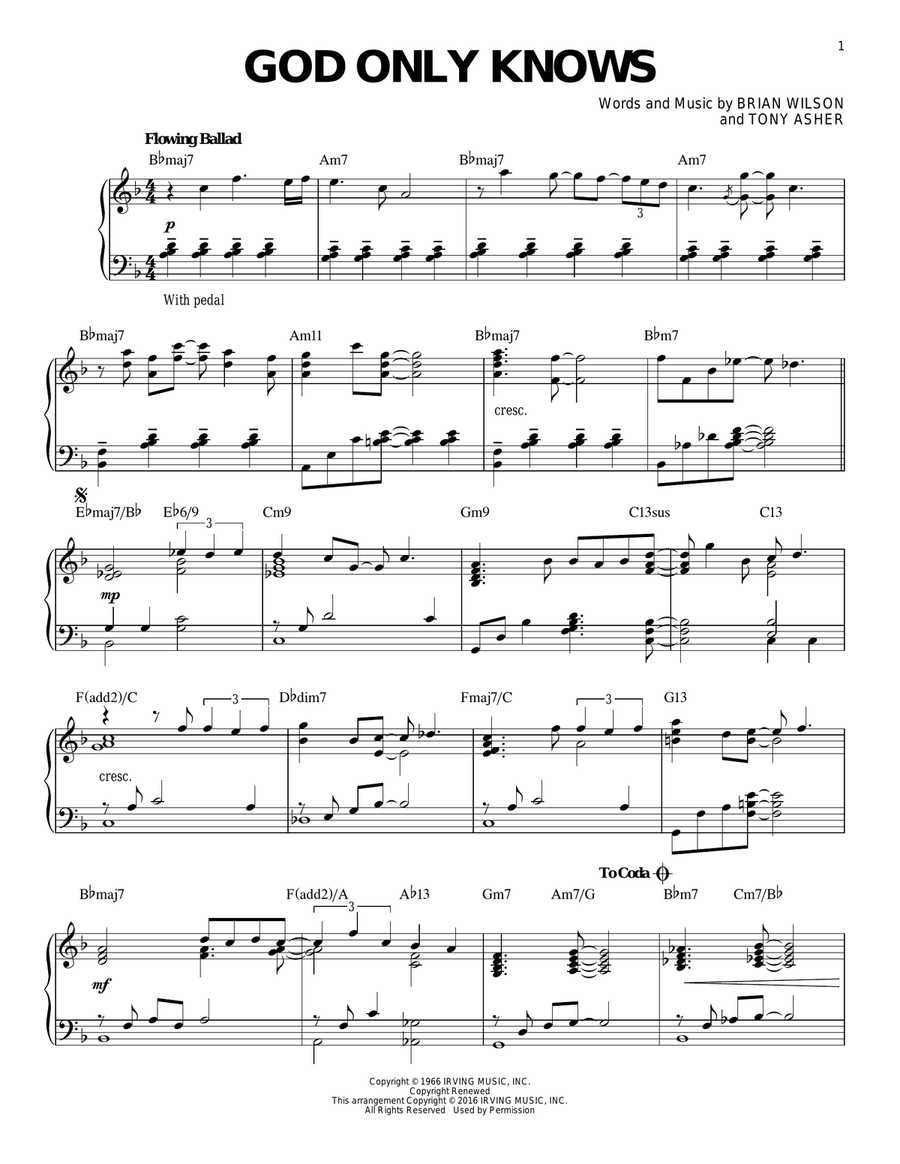 God Only Knows [Jazz version] (arr. Brent Edstrom) Piano Solo scores gallery preview page 1