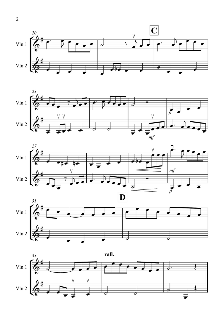 Danny Boy for Violin Duet String Duet scores gallery preview page 2