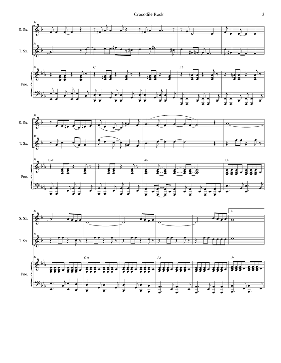 Crocodile Rock Woodwind Duet scores gallery preview page 3