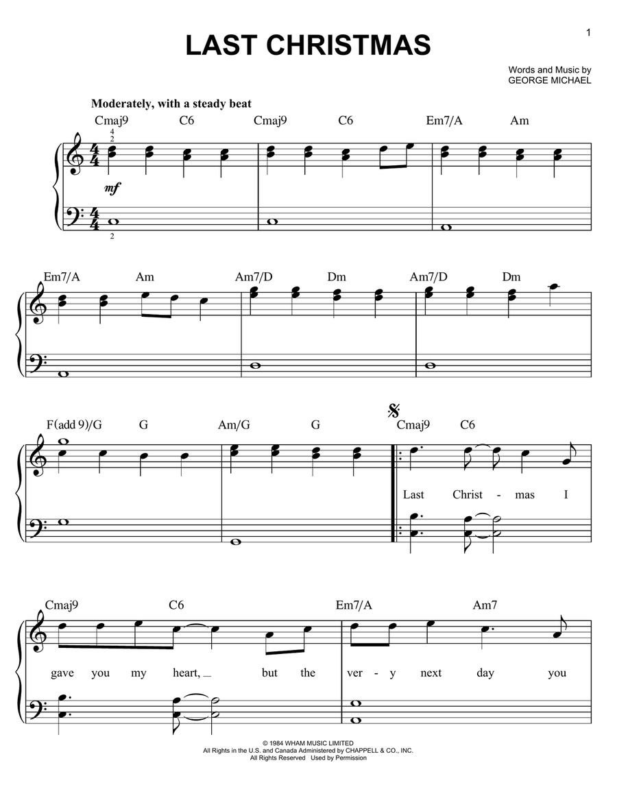 Last Christmas Easy Piano scores gallery preview page 1