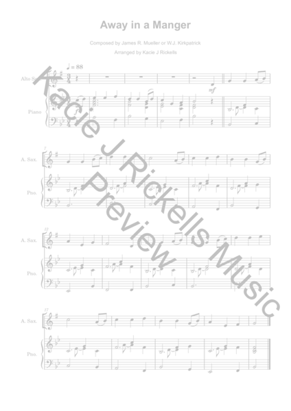 Away in a Manger - Alto Saxophone and Piano image number null