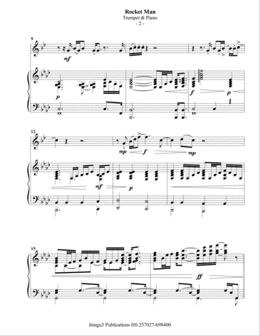 Rocket Man (I Think It's Gonna Be A Long Long Time) B-Flat Trumpet scores gallery preview page 3
