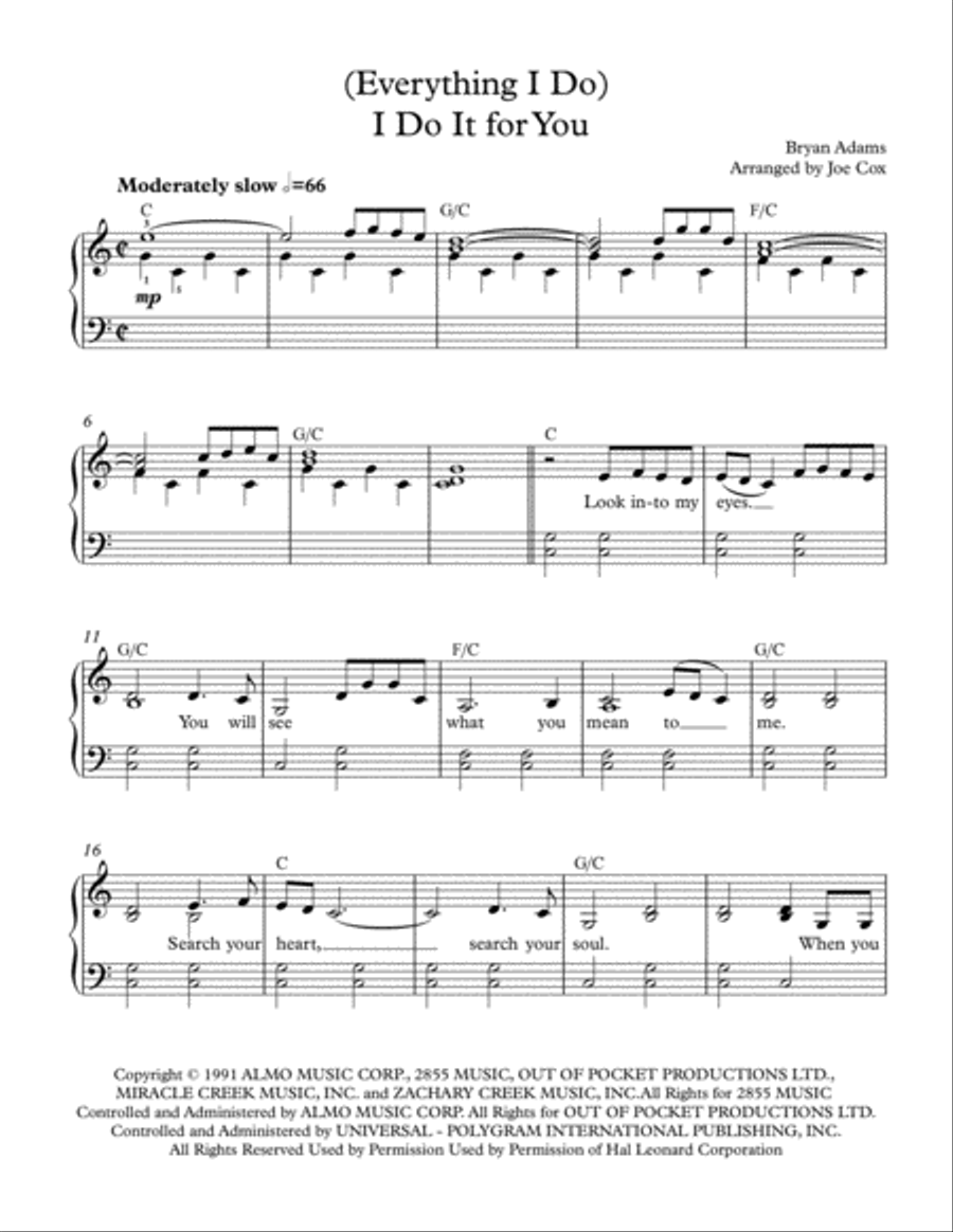 (Everything I Do) I Do It For You Voice scores gallery preview page 1